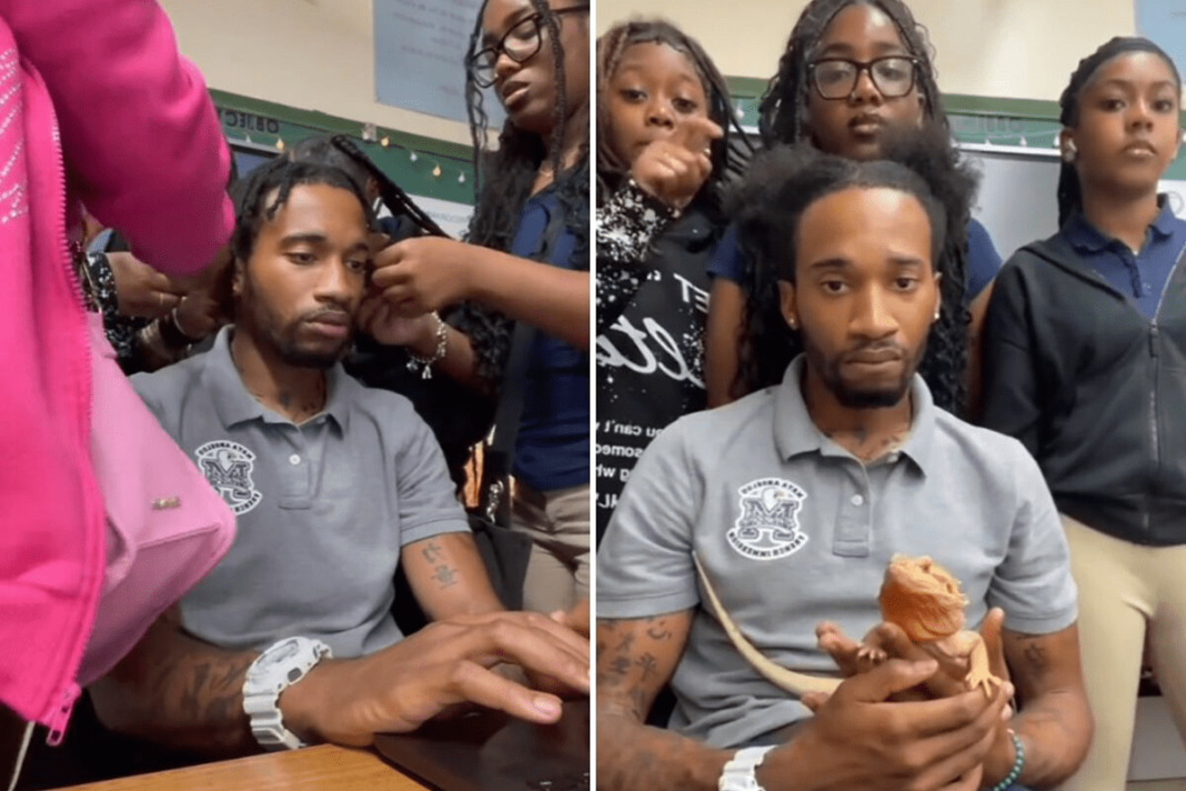 Teacher Students Unbraiding Hair